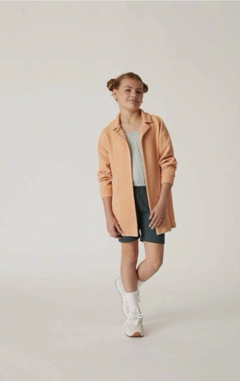 SZ 10-11 sunday collective blazer open jacket waffle knit organic cotton orange